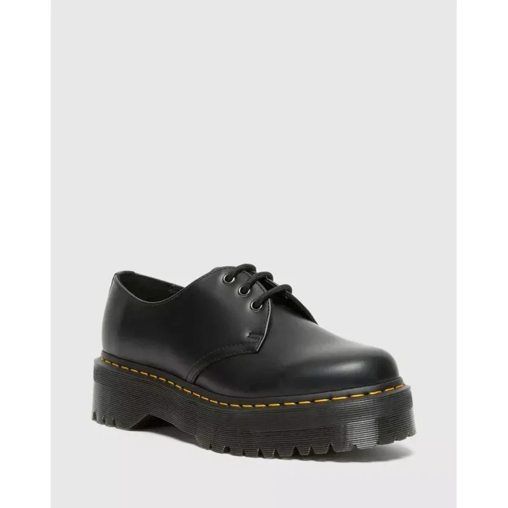 Dr. Martens 1461 Smooth Leather Platform Shoes Black Polished Women's 7‎ EU 38